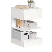 SoBuy Sideboard - Couchtisch mit 1 ausziehbaren Schublade - Max. 60KG - 39 x 39 x 65 cm - Weiß
