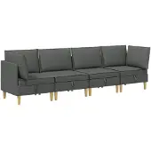 vidaXL Modular Sofa Set mit Stauraum 4 pcs Dunkelgrau Stoff
