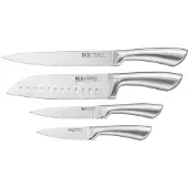 Resto Kitchenware Messer-Set "Merope, Edelstahlmesser 4-teilig in Magnet-Geschenkbox" Santoku-Messer, Tranchiermesser, Universalmesser, Schälmesser