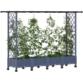 vidaXL Hochbeet mit Rankgitter und Dach Grau 203 x 40 x 127 cm PP