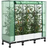 vidaXL Gartenplanter mit Gewächshausabdeckung und Rädern 3 Stk. Weiß