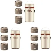 Semoic 6X Lebensmittel-Wärme-Lunchbehälter, Edelstahl-Thermo-Lunchbehälter, Tragbarer Thermo-Bento-Box-Lebensmittelbehälter, B