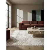 KADIMA DESIGN Teppich Creme Abstraktes Rautenlinien-Muster 12mm Florhöhe Polyester | 160x230cm