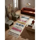 KADIMA DESIGN Naturfaser Teppich Jute Wolle Baumwolle handgewebt strukturiert Boho Ethno | 60x230cm