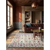 KADIMA DESIGN Wollteppich handgetuftet | Traditionelles Blumenmuster | Strapazierfähig für Wohnräume | 200x290cm