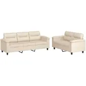 vidaXL 2-tlg. Sofagarnitur mit Kissen Beige Mikrofasergewebe