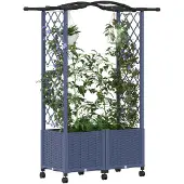 vidaXL Hochbeet mit Rankgitter und Dach Grau 125 x 40 x 144 cm PP