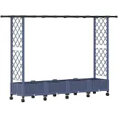 vidaXL Hochbeet mit Rankgitter und Dach Grau 203 x 40 x 127 cm PP