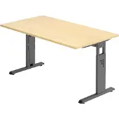 Bümö Schreibtisch Serie-O - Nachbildung Ahorn, Gestell: Graphit, Größe: 140 x 80 cm