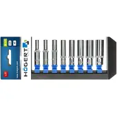 Högert TECHNIK Steckschlüsselsatz 8tlg, 1/4", 5.5-13mm Steckschlüssel Chrom-Vanadium-Stahllegierung Steckschlüssel Set Werkzeug Kasten Lang, Schwarz/blau/grau