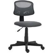 HOMCOM Ergonomischer Netz-Bürostuhl ohne Armlehnen drehbar höhenverstellbar atmungsaktiv 120kg Tragkraft Grau