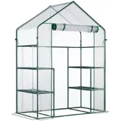 STILVORA Foliengewächshaus Metall Transparent 142x73x195 cm mit Regalen