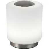 FABAS LUCE Simi Tischleuchte aus satiniertem Nickelmetall und mundgeblasenem Glas mit integrierter 8W LED, 3000K, dimmbarer Touch-Steuerung, Code 3257-30-178