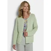 Goldner Ajourjacke in Querrippen-Optik in salbei | Gr.: 44