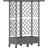 vidaXL Hochbeet mit Rankgitter und Dach Hellgrau 124 x 40 x 127 cm PP