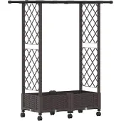 vidaXL Hochbeet mit Rankgitter und Dach Braun 122,5 x 40 x 127 cm PP