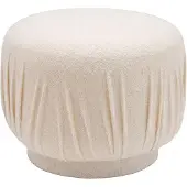 FineBuy Sitzhocker Stoff 50cm Creme Stoffhocker Rund Polsterhocker Beistellhocker Klein