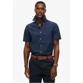 Superdry für Herren. M4011093A Hemd City Leinen Marineblau (L), Lässig, Baumwolle, Kurzarm