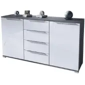 Vladon SIDEBOARD Linio Weiß Hochglanz