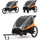 Kinderkraft Fahrradkinderanhänger "NAVA" 3in1 Fahrradanhänger, Buggy & Jogger, Hand- & Fußbremse, für 2 Kinder