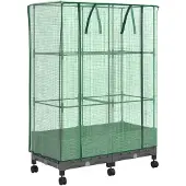 vidaXL Gartenplanter mit Gewächshausabdeckung und Rädern 2 Stk. PP