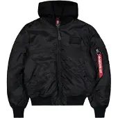 Alpha industries Bomberjacke "MA-1 TT Hood Light", Herren, Gr. M, schwarz (schwarz, schwarz), Obermaterial: 100% Nylon, Futter: 100% Nylon, Kapuze: 75% Baumwolle, 25% Polyester, Jacken Bomberjacke