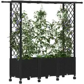 vidaXL Hochbeet mit Rankgitter und Dach Schwarz 162,5 x 40 x 142 cm PP