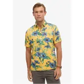 Superdry für Herren. M4010947A Hawaii-Hemd gelb (M), Lässig, Modal, Kurzarm