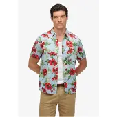 Superdry für Herren. M4010947A Blaues Hawaii-Hemd (XL), Lässig, Baumwolle, Kurzarm
