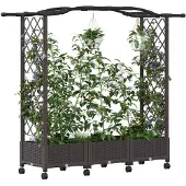 vidaXL Hochbeet mit Spalier und Rädern Braun 169 x 40 x 129 cm PP