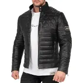 Reichstadt Herren Slim Fit Echtlederjacke Echtleder 22RS31LUX Black 3XL