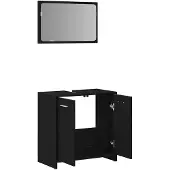 vidaXL Badschrank mit Spiegel Schwarz Eichen-Optik Holzwerkstoff