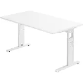 Bümö Schreibtisch Serie-O - Nachbildung: Weiß, Gestell: Weiß, Größe: 140 x 80 cm