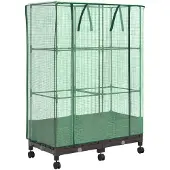 vidaXL Gartenplanter mit Gewächshausabdeckung und Rädern 2 Stk. Braun