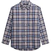 Superdry für Damen. W4010500A Kariertes Flanell-Boyfriend-Hemd blau (XS), Lässig, Baumwolle, Langarm