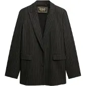Superdry für Damen. W5012032A Boyfriend-Blazer mit Nadelstreifen in Grau (XL), Lässig, Klassisch, Polyester