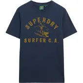 Superdry für Herren. M1012134A Entspanntes navyfarbenes T-Shirt (XXL), Lässig, Baumwolle, Kurzarm, Marine