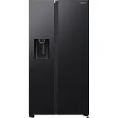 Samsung Side-by-Side mit Slim Ice Maker und Wassertank, 628 ℓ, Freistehend, Amerikanische Tür, Schwarz, Edelstahl, Gehärtetes Glas, Links/Rechts, 628 l
