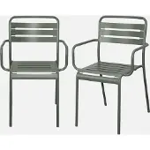 Sweeek - 2er-Set Gartensessel aus Stahl - Khaki