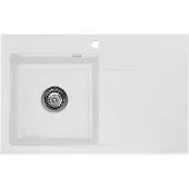 SYSTEMCERAM Spüle KeraDomo STEMA 80 in SATIN Becken links mit Handbetätigung
