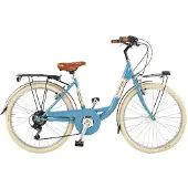 Via Veneto Fahrrad für Mädchen, Modell Giuly Lady, 24 Zoll, 6V, Größe 38, blau. "Mama" oder "keine Mama" (wahrscheinlich eine Angabe zur Passform oder zum Stil)