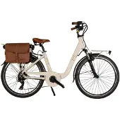 Via Veneto Classic E-Bike Damenmodell, 26 Zoll, 6V, Beige Cappuccino, mit Seitentaschen