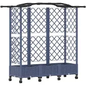 vidaXL Hochbeet mit Rankgitter und Dach Grau 163 x 40 x 129 cm PP