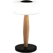 FABAS LUCE Elea LED-Tischleuchte 8W 860lm 3000K, Gestell aus Metall, Holz und mundgeblasenem Glas mit Touch-Lichtregulierung, Farbe: Schwarz - Elea