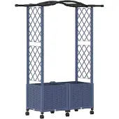 vidaXL Hochbeet mit Rankgitter und Dach Grau 125 x 40 x 144 cm PP