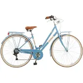 Via Veneto Bici Cityrad Condorino Damenmodell, 28 Zoll, 6-Gang, Blau. "Mama non Mama" (wahrscheinlich ein Produktname oder eine Marketingbezeichnung)