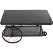 Mendler Couchtisch MCW-Q69, Beistelltisch Sofatisch, Reifen Industrial Retro Holz, 54x100x60cm schwarz, Metall kupferfarben