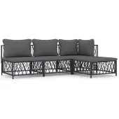 vidaXL 4-tlg. Garten-Lounge-Set mit Kissen Anthrazit Stahl