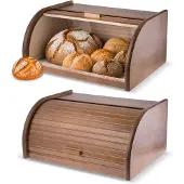 Kadax Brotkasten aus Holz, großer Behälter für Brot, Brötchen, massiv