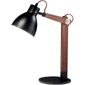FABAS LUCE Sveva Tischleuchte aus Metall und Schwarz/Walnussholz, E27-Fassung, elegantes Design, ideal für die Innenbeleuchtung, 230 V, Schutzklasse II
